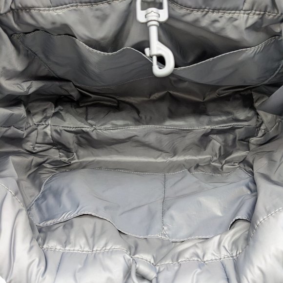 MICHAEL KORS Stirling quilted recycled nylon puffy LARGE travel tote -GRAY - Picture 12 of 15